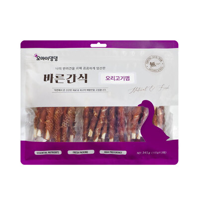 오마이댕댕 강아지 간식 오리고기껌 348g 대용량 기호성 고단백 저지방 애견간식